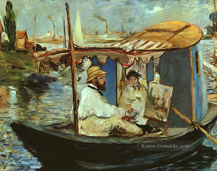 Claude Monet Arbeits auf seinem Boot in Argenteuil Realismus Impressionismus Edouard Manet Ölgemälde